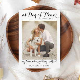 Dog Of Honour Pet Wedding Modern Photo Engagement  Announcement