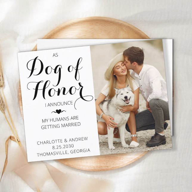 Dog Of Honour Photo Pet Wedding Save The Date Announcement Postcard (Creator Uploaded)