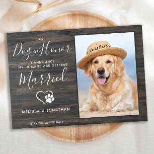 Dog Of Honour Rustic Photo Pet Wedding Engagement Announcement
