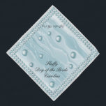 Dog of the Bride & Teal Blue Pearls & Blue Silk Ba Bandana<br><div class="desc">This is friendly Bandanna to make your darling dog or your sweet cat join you on your wedding day. About the design: The background has a Teal Blue Silk pattern. The Bandanna has a lovely frame with two strands of Teal Blue Pearls. On the silk pattern, there are nine Teal...</div>