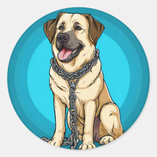 Dog on a blue background classic round sticker