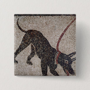 Dog on a leash, from Pompeii 15 Cm Square Badge