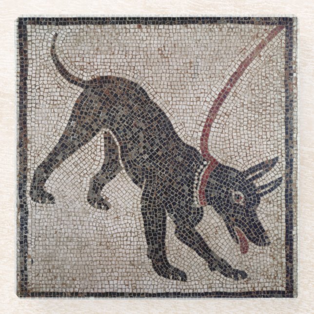 Dog on a leash, from Pompeii Glass Coaster (Front)