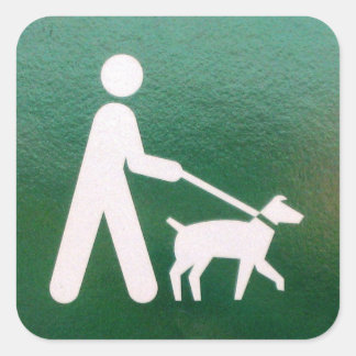 Dog on a Leash Sign Square Sticker