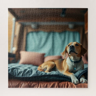 Dog on Bed Jigsaw Puzzle