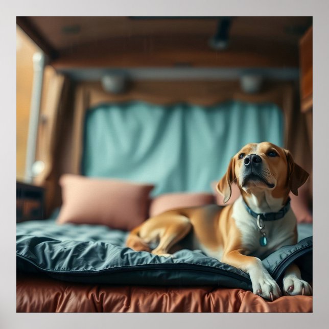 Dog on Bed Poster (Front)
