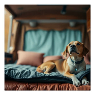Dog on Bed Poster