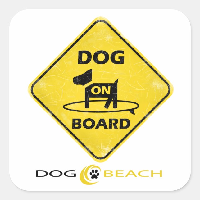 Dog on Board Square Sticker (Front)