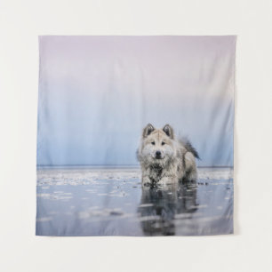 DOG ON CALM BODY OF WATER TAPESTRY
