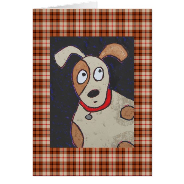 Dog on plaid card (Front)