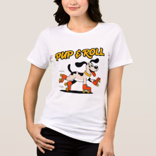 Dog On Roller Skates Pup & Roll Tri-Blend Shirt