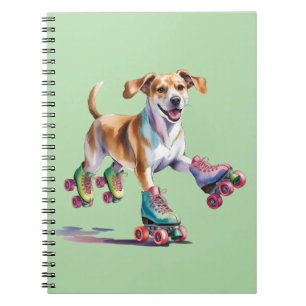 Dog On Roller Skates Watercolor Notebook