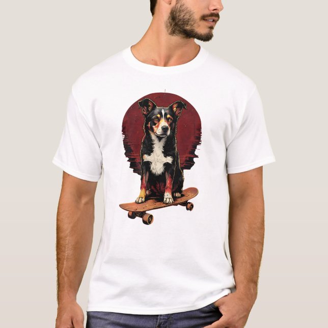Dog On Skateboard T-Shirt (Front)