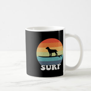 Dog On Surfboard Surfing Board Surfer Dog Retro Su Coffee Mug