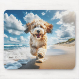 Dog on the beach mousepad
