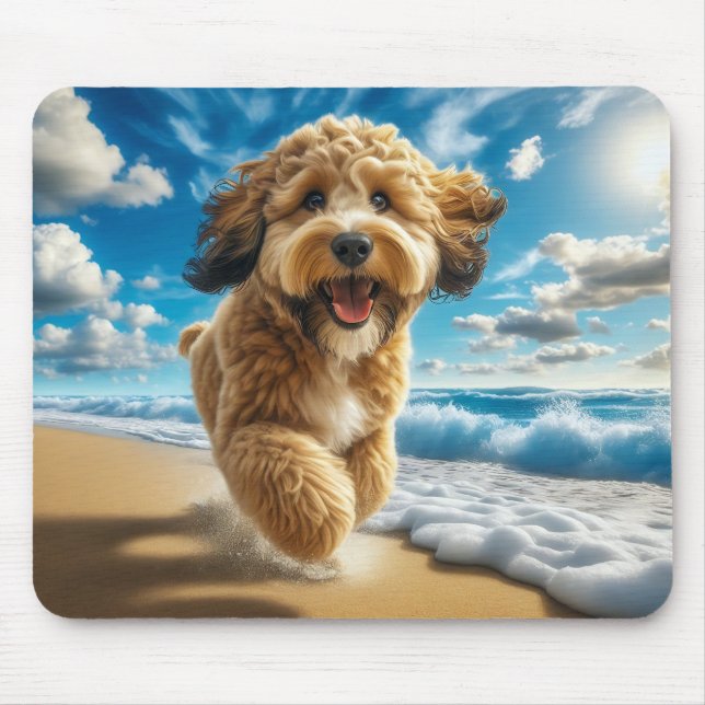 Dog on the beach mousepad (Front)