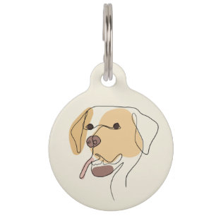 Dog One Line Drawing with Colour Pet Tag