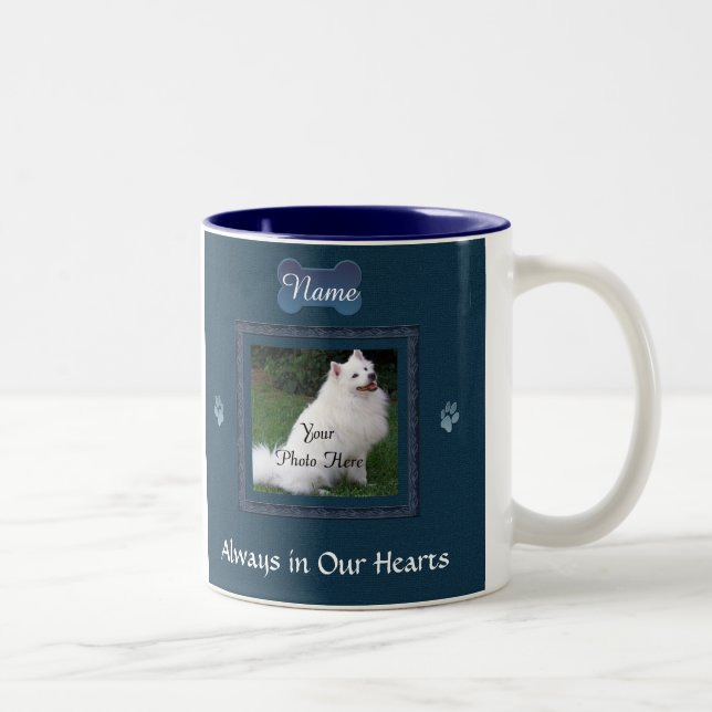 Dog or Cat Blue Memorial Keepsake Two-Tone Coffee Mug (Right)