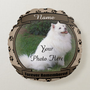 Dog or Cat Forever Remembered Pet Memorial Round Cushion