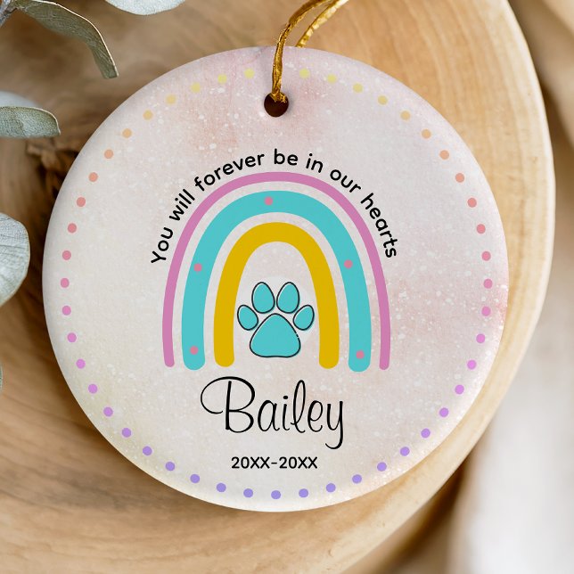 Dog or cat memorial cute pink blue rainbow  ceramic ornament (Creator Uploaded)