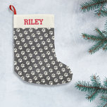 Dog or Cat Name Paw Print Personalised Chalkboard Small Christmas Stocking<br><div class="desc">Your pet will love this festive Christmas stocking (especially if it's filled with treats)!  The stocking features an off white paw print pattern and his name on top.  The black chalkboard background gives it a bit of a vintage/rustic feel.  Cute,  fun and easy to personalise!</div>