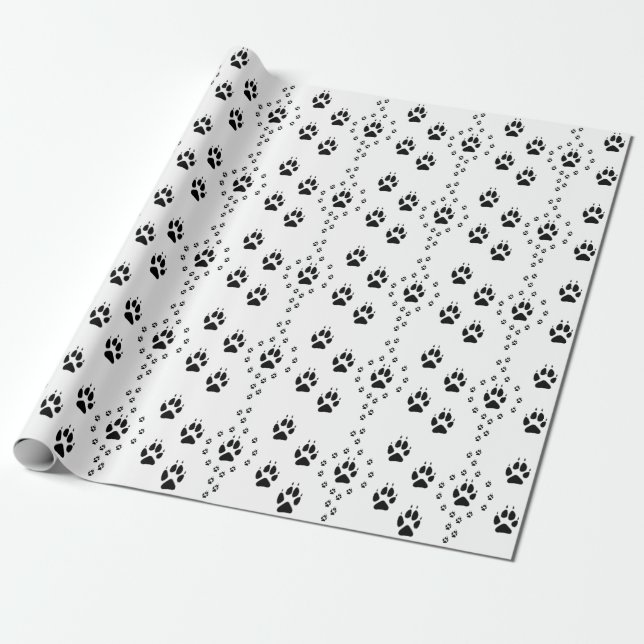 Dog or Wolf Track Wrapping Paper (Unrolled)
