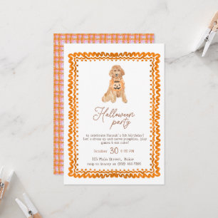 Dog Orange Preppy Pumpkin Halloween Party  Invitation