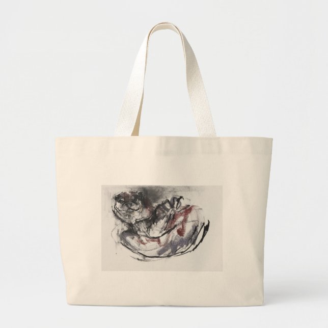Dog Otter Large Tote Bag (Front)