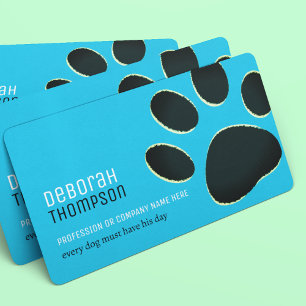 Dog Oversized Paw Pet Lovers Sky Blue Business Card