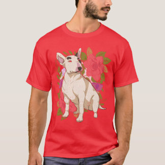 Dog owner flowers dogs gift Bullerrier vintage gif T-Shirt