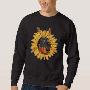 Dog Owner Pet Animal Dog  Hippie Sunflower Doberma Sweatshirt
