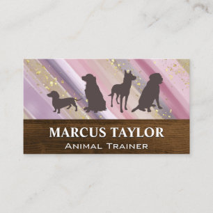 Dog Pack Wood Hand Painted Business Card