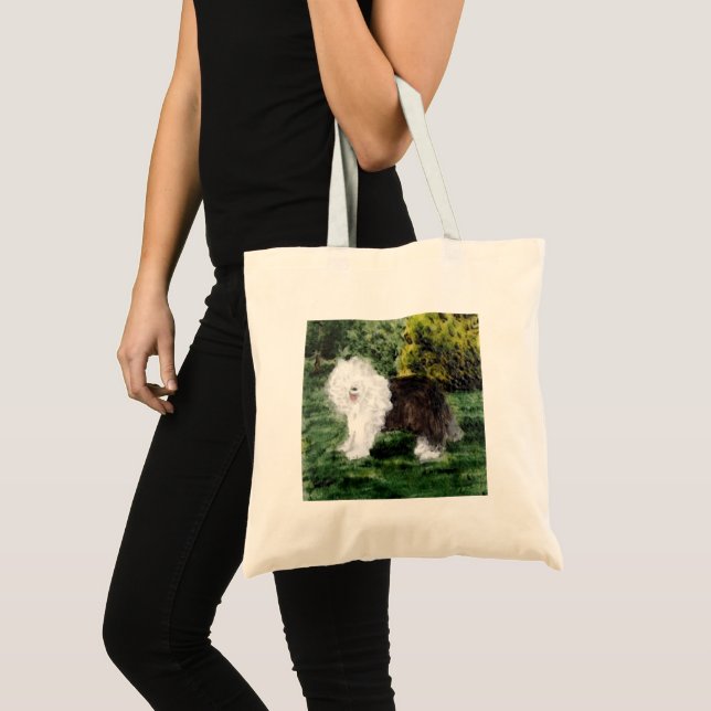 Dog Painting Old English Sheepdog Tote Bag (Front (Product))