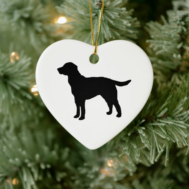 Dog Painting Silhouette Christmas Art Ceramic Ornament (Tree)