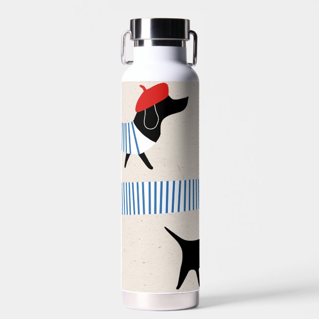 Dog Parisian mood Water Bottle (Front)