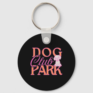 Dog Park Club In Hot Pink And Orange – Cute Puppy Key Ring