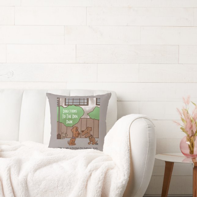 Dog Park Directions Throw Pillow (Couch)