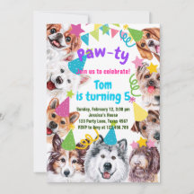 Dog party birthday invitation