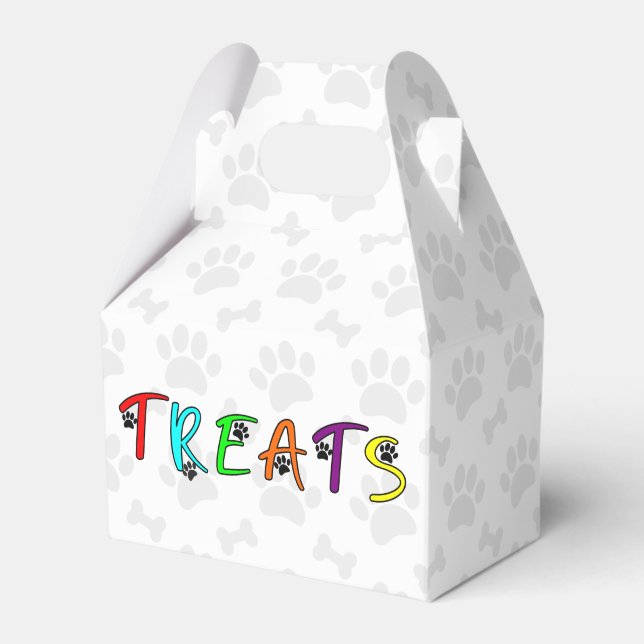 Dog Party Custom Treat Text Favour Box (Front Side)