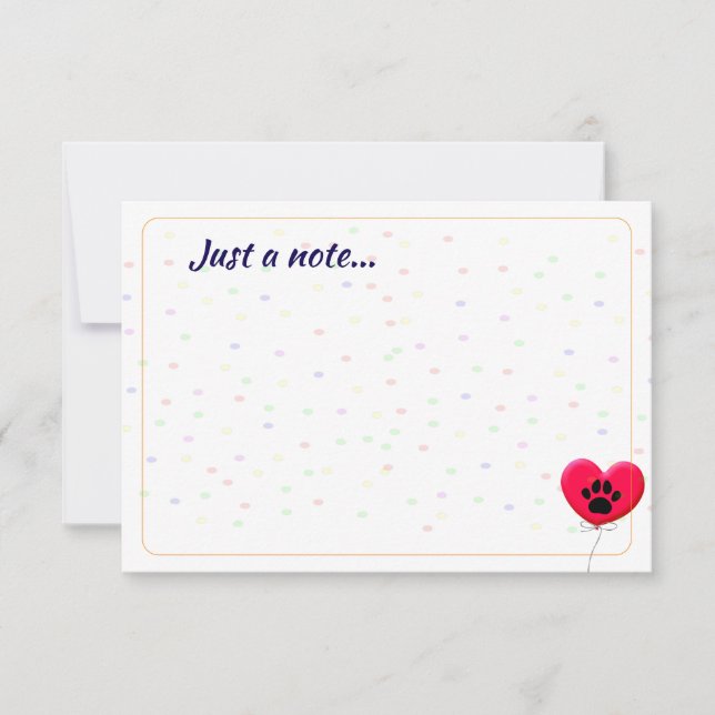 Dog Party Dog Paw Confetti Drawing Just a Note Card (Front)