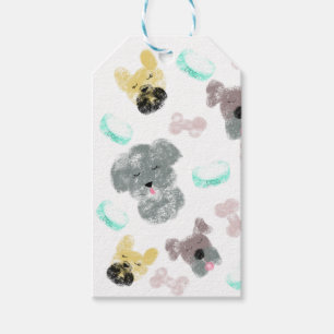 Dog Party Doodles Pink Blue Gift Tags