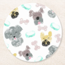 Dog Party Doodles Pink Blue