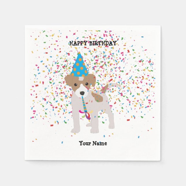 Dog Partying - Animals at Birthday Party Napkin (Front)