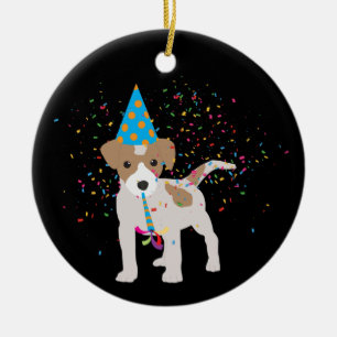 Dog Partying - Animals Puppy Having a Party Ceramic Ornament