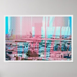 Dog patching Panorama in San francisco city Poster