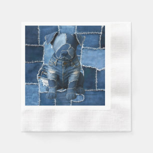 Dog Patchwork Art Denim Napkin