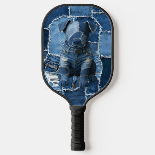 Dog Patchwork Art Denim Pickleball Paddle