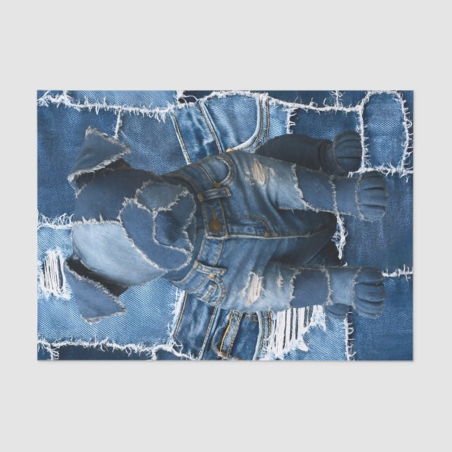 Dog Patchwork Art Denim Tissue Paper (Front)