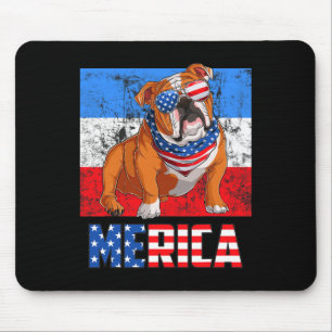 Dog Patriotic Usa 4th Of July American Flag Merica Mouse Pad
