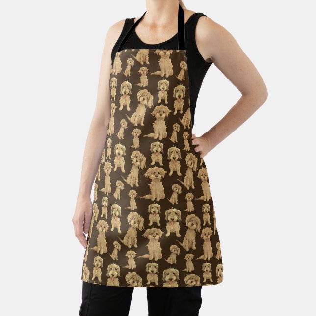 Dog Pattern Brown labradoodle goldendoodle Apron (Insitu)